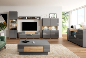 Ob�vacia stena TOLEDO antracit vysok� lesk - dub grandson