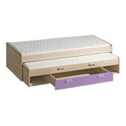 Detská izba EGO L16 posteľ s prístelkou jaseň/fialová L16