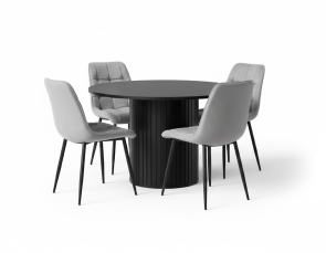 Jed�lensk� set st�l ZANTE �ierny + 4x stoli�ka CHIC velvet siv�