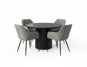 Jed�lensk� set st�l ZANTE �ierny + 4x stoli�ka CHERRY velvet siv�