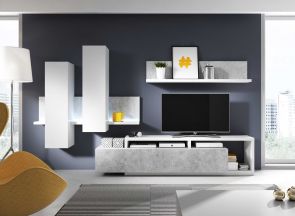 Obývacia stena BOTA biela/beton colorado