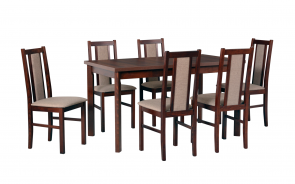AKCIA stôl MODENA 1P orech, stoličky BOS 14 orech,2