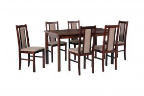 AKCIA stôl MAX 5P orech, stoličky BOS 14 orech,2
