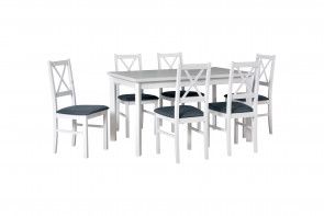 AKCIA stôl MODENA 1P biela, stoličky NILO 10 biela,8