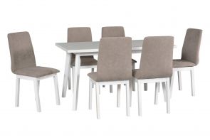 AKCIA stôl OSLO 5 biely, stoličky HUGO 5 biele,3X